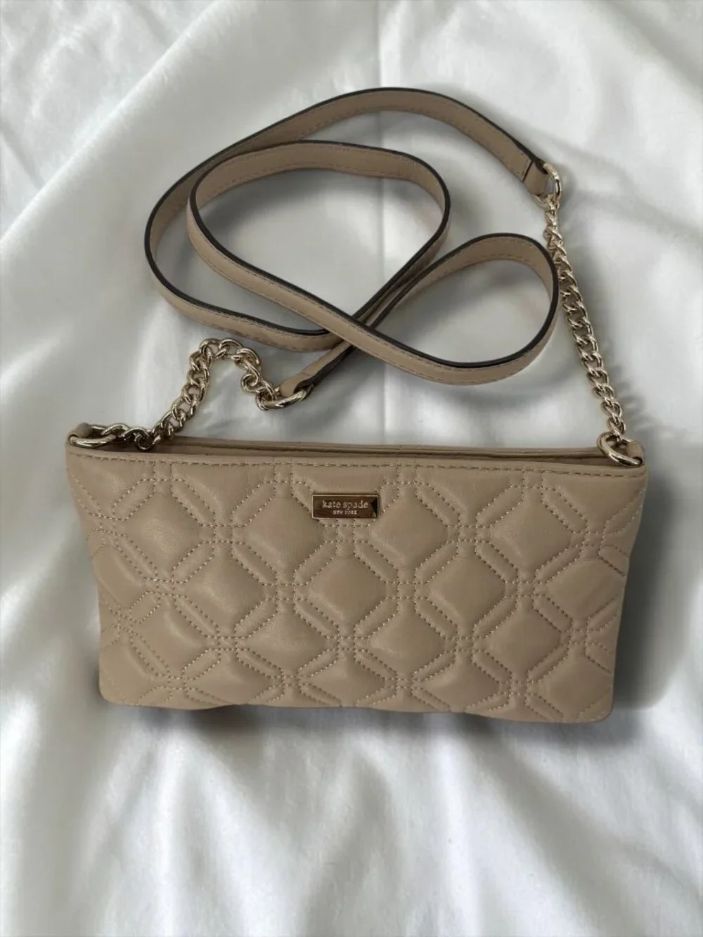 Kate Spade Nude Quilted Leather Geometric Bag